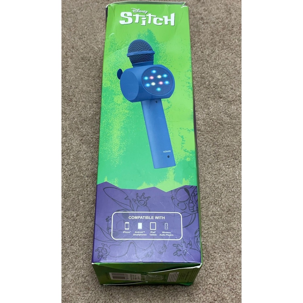 Disney Stitch Bluetooth LED Karaoke Wireless‎ Microphone New In box Color Change - Picture 2 of 8